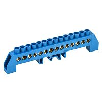 Шина &amp;quot;N&amp;quot; нулевая в комбинированном синем изоляторе на DIN-рейку 8х12мм 14 групп Rexant 11-2319