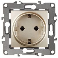 Розетка 1-м СП Эра12 12-2102-04 16А IP20 16AX 250В 2P+E Schuko защ. шторки механизм шампань Эра Б0014690