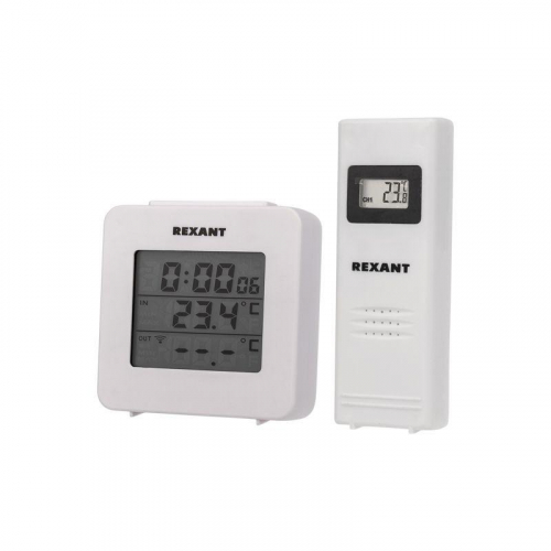 Термометр электронный с часами и беспроводным выносным датчиком (блист.) Rexant 70-0592 фото 4