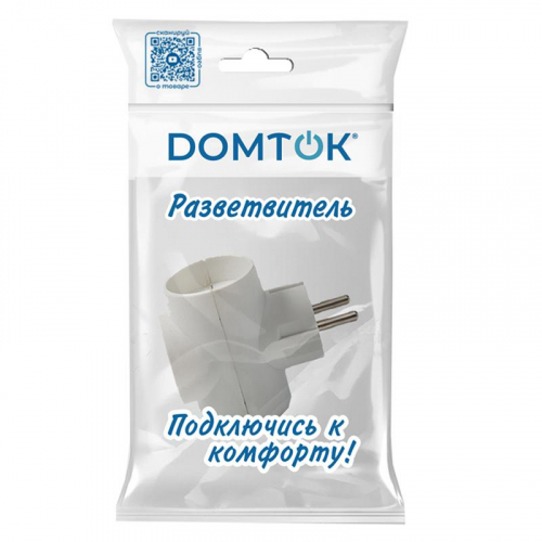 Разветвитель 3-м без заземл. 10А 2200Вт 250В Т-образ. бел. DОМТОК 2662 фото 2