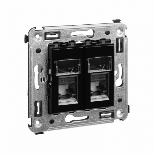 Розетка компьютерная 2-м СП Avanti "Черный квадрат" RJ45 кат.6 DKC 4402294 фото 2