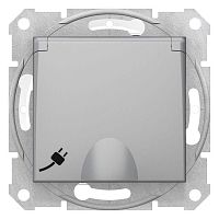 Механизм розетки 1-м СП Sedna 16А IP44 с заземл. быстрозажим. контакты защ. шторки с крышкой алюм. SchE SDN3100560