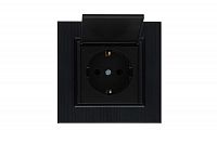 Розетка 1-м с крышкой Karea LINE STAR с заземл. чер. Makel 86054029