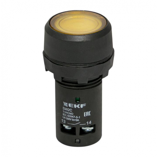 Кнопка SW2C-10D с подсветкой желт. NO EKF sw2c-md-y фото 5