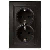 Розетка 2-м СП 2мод. Plano 1-205-05 16А IP20 250В 2х2P+E Schuko антрацит Intro Б0053919