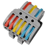 Клемма проходная разветвительная СМК 3x2D 3п на DIN-рейку 0.08-4кв.мм (1 ввод 2 вывода на полюс) сер. (уп.20шт) Rexant 07-5283