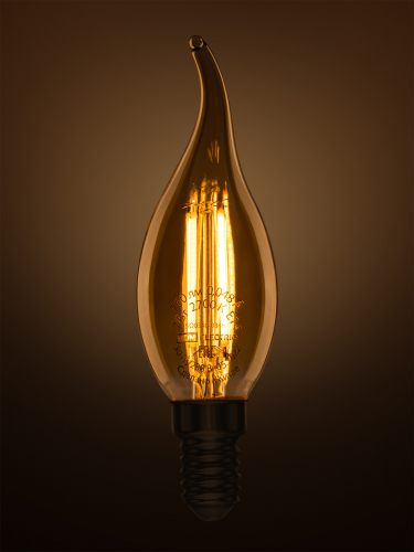 Лампа светодиодная «Винтаж» золотистая WFС37, 7 Вт, 230 В, 2700 К, E14 (свеча на ветру) TDM фото 3