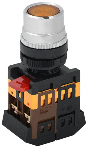 Кнопка ABLF-22 d22мм 1НО+1НЗ 240В неон желт. GENERICA BBT10-ABLF-K05