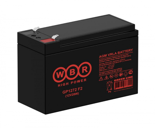 Аккумулятор 12В 7.2А.ч WBR GP1272 F2 (12V28W) WBR фото 6