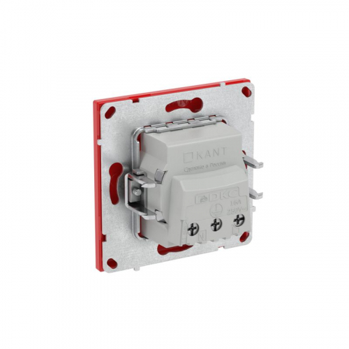 Розетка силовая KANT 2P+E без шторки красн. сатин DKC 7001033 фото 5