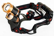 Фонарь аккумуляторный налобный E1333 3LED 4Вт аккум. 3.7В фокус 4 режима метал. зол./черн. Ultraflash 13903