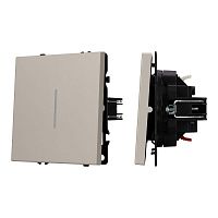 Выключатель проходной 1-кл. ARL NOBE SWT-MKP1-SFPL-L-CA 10А 250В подсветка софт-тач кашемир Arlight 059430(1)