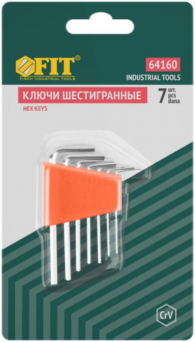Ключ шестигранные CrV 7шт (0.7-3.0мм) в пластиковом держателе FIT 64160 фото 3