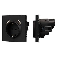 Розетка 1-м СП SCT-NOBE-MUAA-SFPL-BK 16А IP20 230В с USB зарядкой механизм Arlight 054289