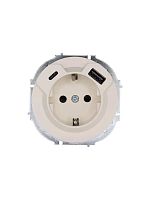 Розетка 1-м СП OSEN с заземл. TC + USB разъем механизм сл. кость LEZARD 743-9088-181TC