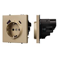 Розетка 3-м СП SCT-NOBE-MUAC-SFPL-GD 16А IP20 230В с USB зарядкой механизм Arlight 054286