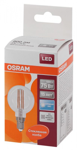 Лампа светодиодная филаментная LS CL P75 6W/840 FIL E14 230В OSRAM 4058075218178 фото 2