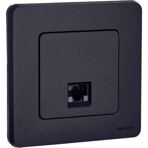 Розетка компьютерная Inspiria RJ45 кат.6 UTP механизм антрацит IEK 673833 фото 3