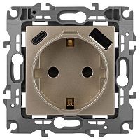 Розетка Эра12 12-4108-04 16А 250В 2P+E с USB type-A+C 5В-3А защ. шторки шампань Эра Б0067727