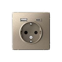 Розетка ArtGallery 16А с 2-мя заряд. устройствами USB A+C 5В/2.4А/3А 2х5В/1.5А механизм шампань SE GAL000532