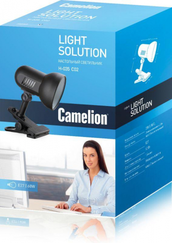 Светильник H-035 40Вт 230В прищепка метал. черн. Camelion 7197 фото 2
