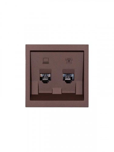 Розетка компьютерная + телефонная СП ZIMA IP20 механизм шоколад LEZARD 704-7388-143