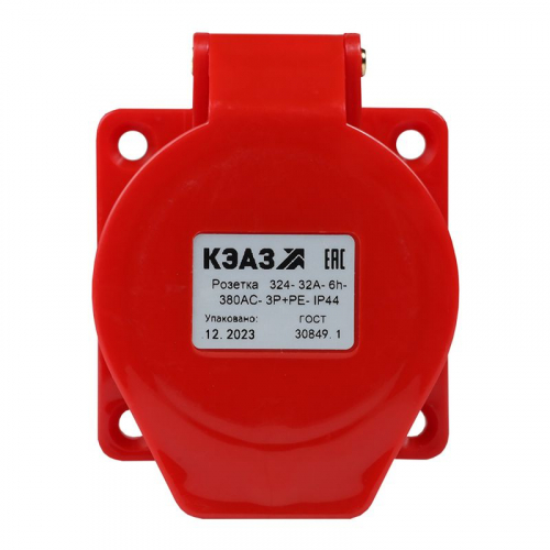 Розетка фланцевая 324 32А 380AC 3P+PE 6ч IP44 КЭАЗ 222760