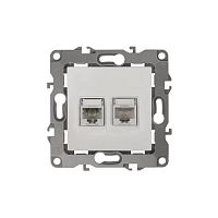 Розетка компьютерная + телефонная 2-м Эра12 12-3109-01 RJ45 + RJ11 IP20 бел. Эра Б0018248