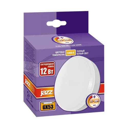Лампа светодиодная PLED-DIM 12Вт таблетка 3000К тепл. бел. GX53 JazzWay 5018396 фото 2