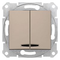 Выключатель 2-кл. СП Sedna 10А IP20 (сх. 5) 250В с подсветкой механизм титан SchE SDN0300368