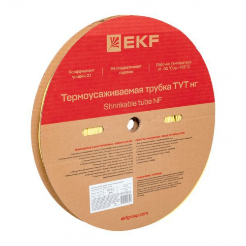 Трубка термоусадочная ТУТ нг 2/1 желт. (уп.200м) EKF tut-2-y фото 2