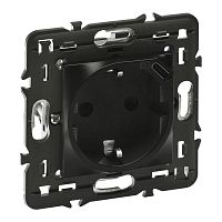 Розетка 2К+3 с USB-C Mosaic немец. стандарт с суппортом матовая черн. Leg 077271L