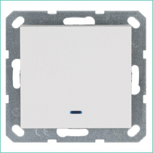 Выключатель 1-кл. 10А IP20 с подсветкой механизм бел. глянцевый Jasmart G3011NW