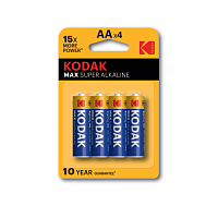 Элемент питания алкалиновый AA/LR6 1.5В MAX SUPER Alkaline (блист.4шт) KODAK Б0005120