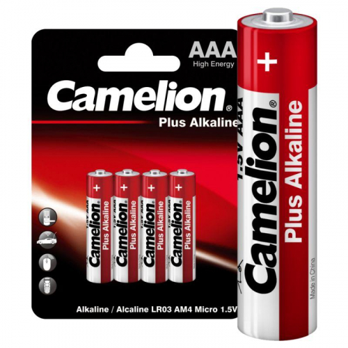 Элемент питания алкалиновый AAA/LR03 1.5В Plus Alkaline LR03-BP4 BL-4 (блист.4шт) Camelion 7369 фото 2