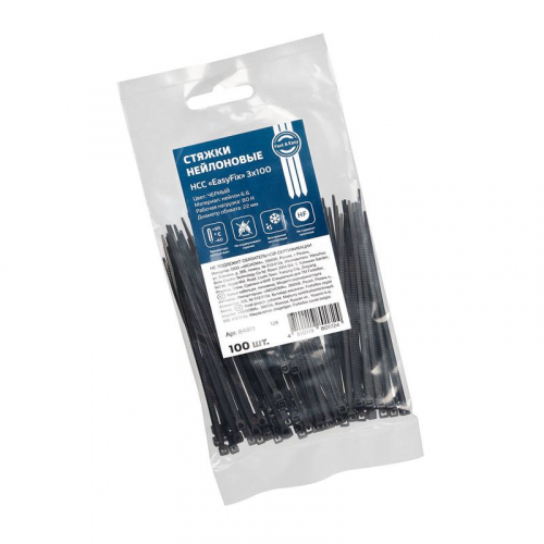 Хомут нейлоновый НСС "EasyFix" 3х100 черн. (уп.100шт) Fortisflex 84811 фото 2