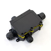 Коробка распределительная ОП 131х95х37 4-вводная IP68 ПА66 40А 450В d3.5-12мм с откидной крышкой черн. Промрукав PR08.13153