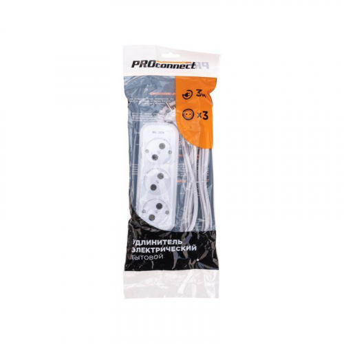 Удлинитель 3х3м без заземл. 2х0.75 бел. PROCONNECT 13-4206 фото 8