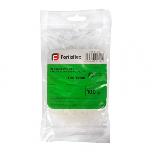 Хомут кабельный КСМ 3х200 нейл. бел. (уп.100шт) Fortisflex 53314 фото 6