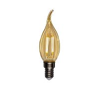 Лампа филаментная Свеча на ветру CN37 9.5Вт 950лм 2400К E14 золот. колба Rexant 604-117