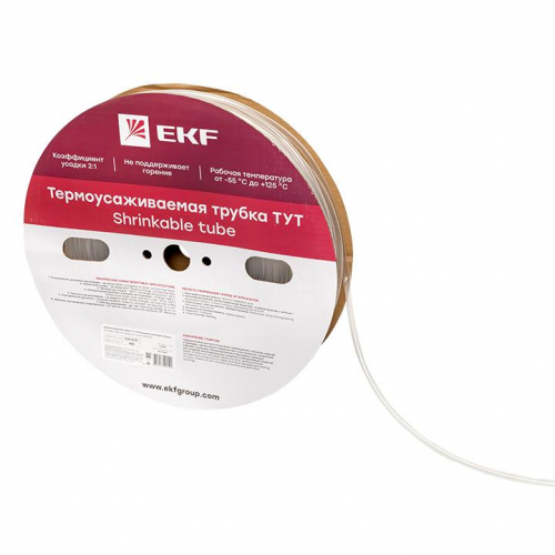 Трубка термоусадочная ТУТ 6/3 прозр. (уп.100м) PROxima EKF tut-6-tr фото 3
