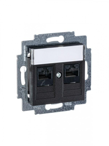Розетка информационная Levit двойная 2хRJ45 кат. 5e антрацит ABB 2CHH295118A6063 фото 4