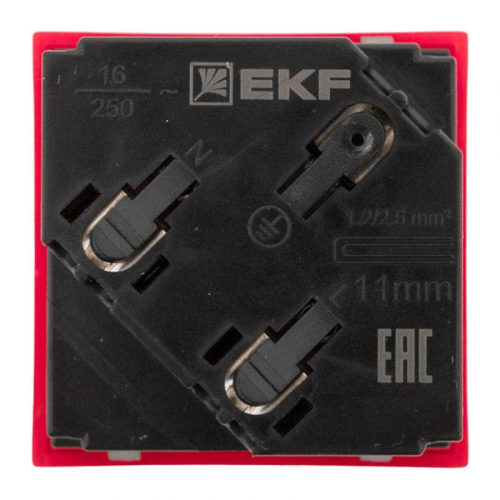 Розетка 45х45 (2 модуля) с заземл. красн. EKF E2MR16-028-70-45-SL фото 4