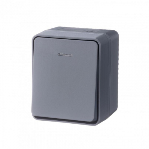 Выключатель 1-кл. ОП AtlasDesign PROFI IP54 10AX с подсветкой антрацит SE ATN544013