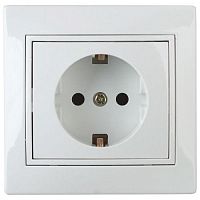 Розетка 1-м СП Plano 1Э-206-01 16А IP20 250В 2P+E Schuko защ. шторки без лапок бел. Intro Б0038831