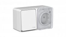 Блок ОП AtlasDesign PROFI IP54 (розетка 1-м 16А заземл. защ. шторки + 1-кл. выключатель 10А) сер. SE ATN543070