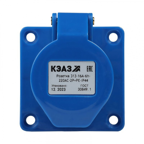 Розетка фланцевая 313 16А 220AC 2P+PE 6ч IP44 КЭАЗ 229455