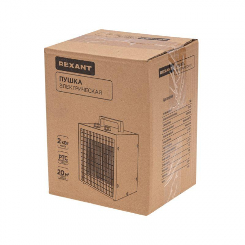 Пушка тепловая электрическая квадратная PTC 2кВт Rexant 60-0041 фото 8