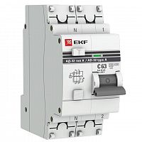 Выключатель автоматический дифференциального тока 1п+N 63А 30мА тип А АД-32 PROxima EKF DA32-63-30-a-pro