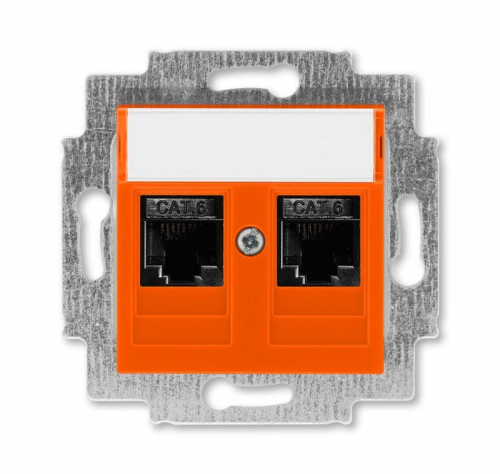 Розетка информационная Levit двойная 2хRJ45 кат. 6 оранж. ABB 2CHH296118A6066